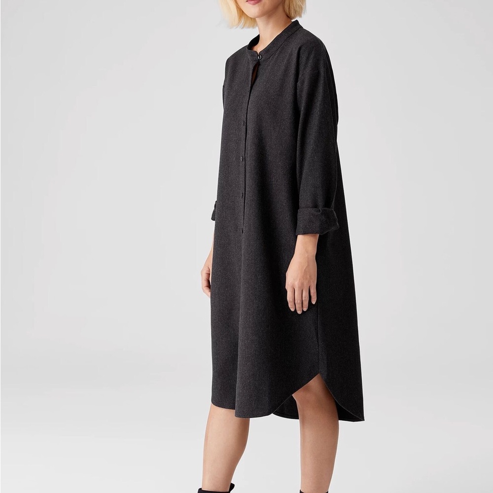 Eileen Fisher super soft wool flannel shirt dress. Size xs/tp.